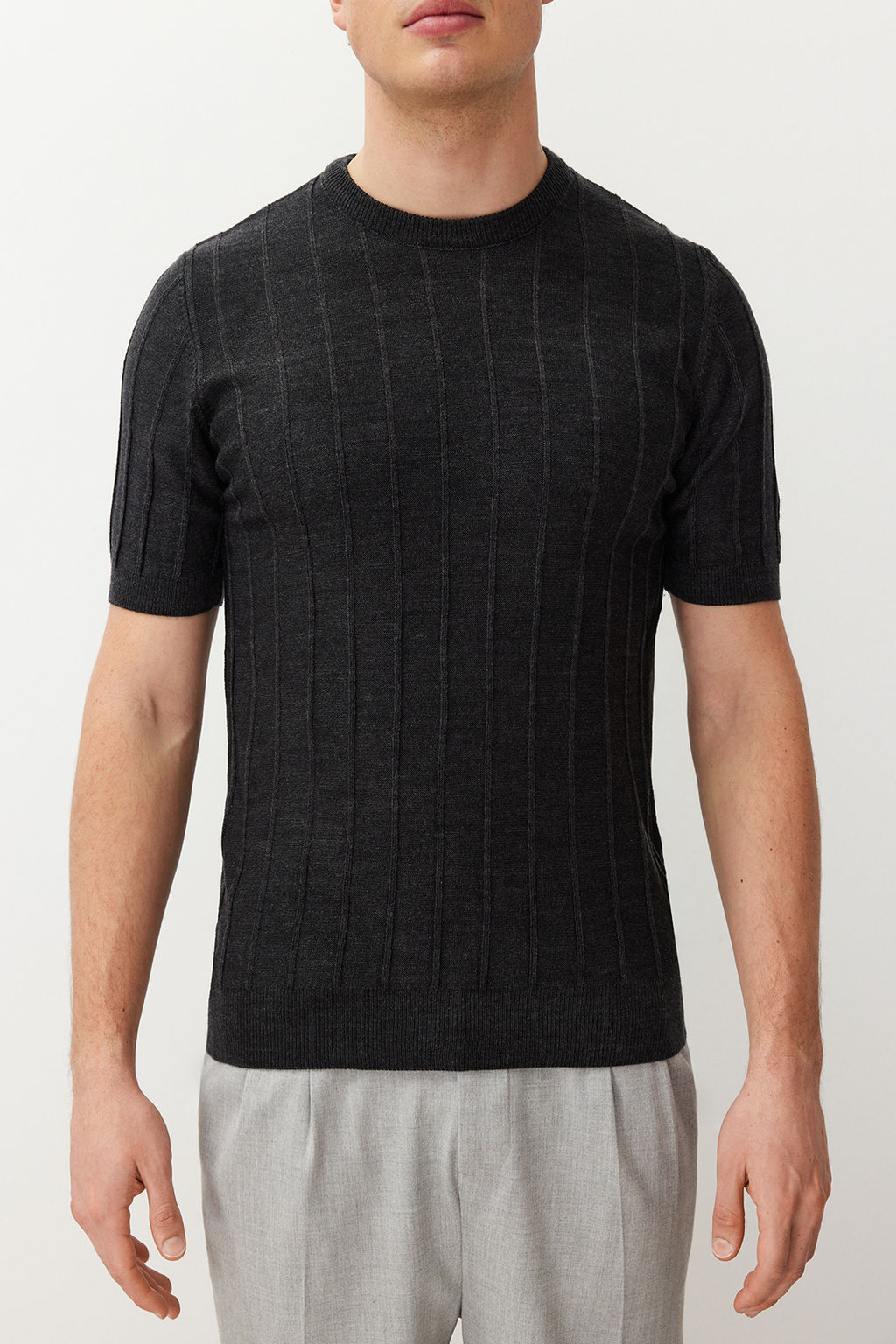 TRENDYOL MAN Lacivert Slim-Dar Fit Pamuklu Bisiklet Yaka Basic Triko T-shirt TMNSS24TS00250 - Trendyolmilla фото 5