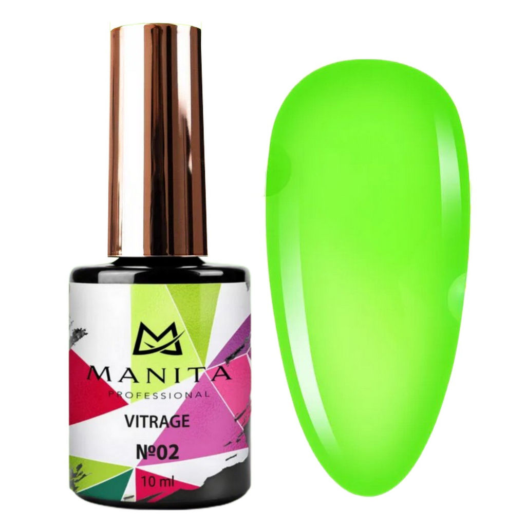 Manita Professional Гель-лак для ногтей c эффектом витража / Vitrage №02, зеленый, 10 мл  фото 6