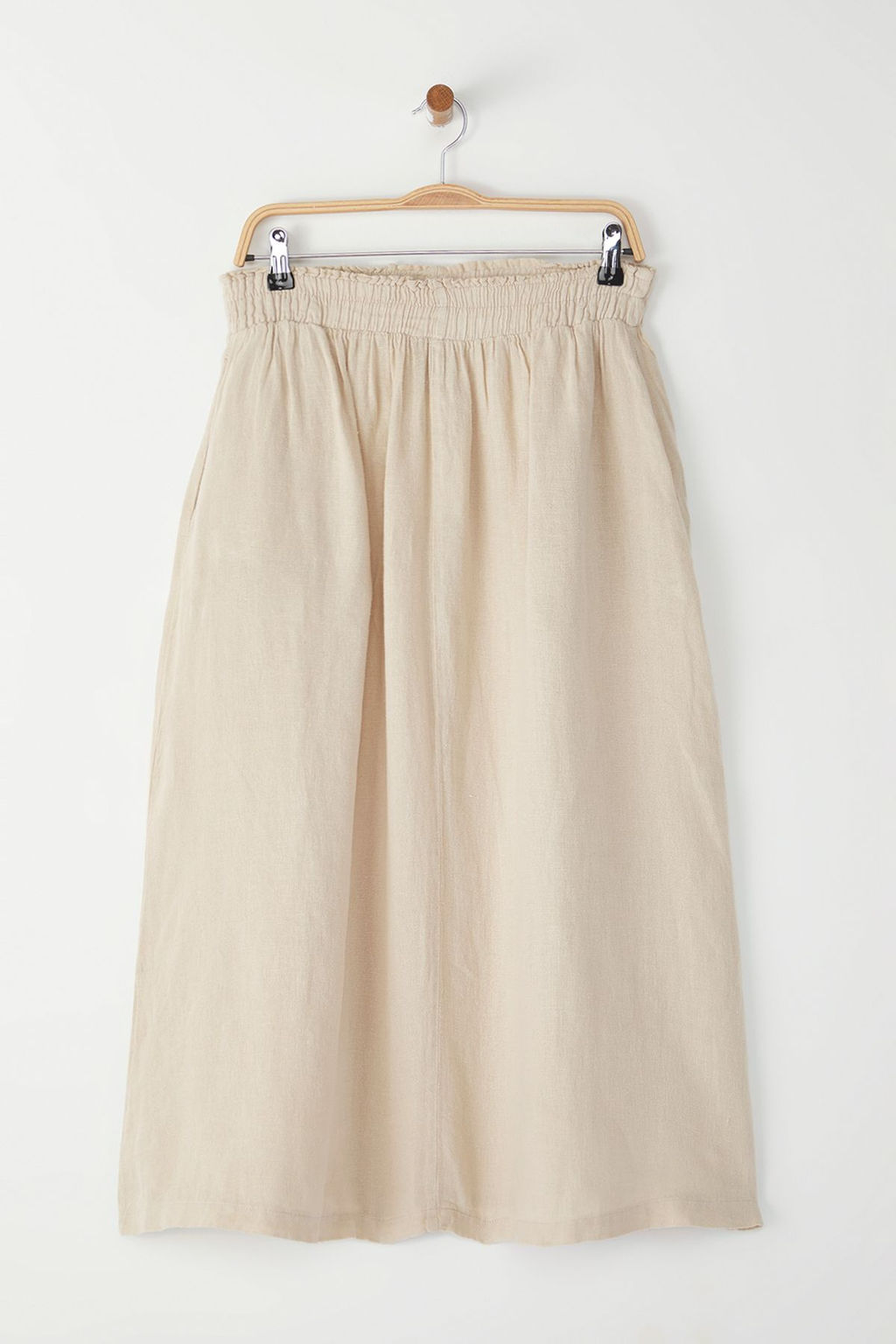 TRENDYOLMILLA Beyaz %100 Keten Beli Lastikli Midi Etek TWOSS24ET00153 фото 26