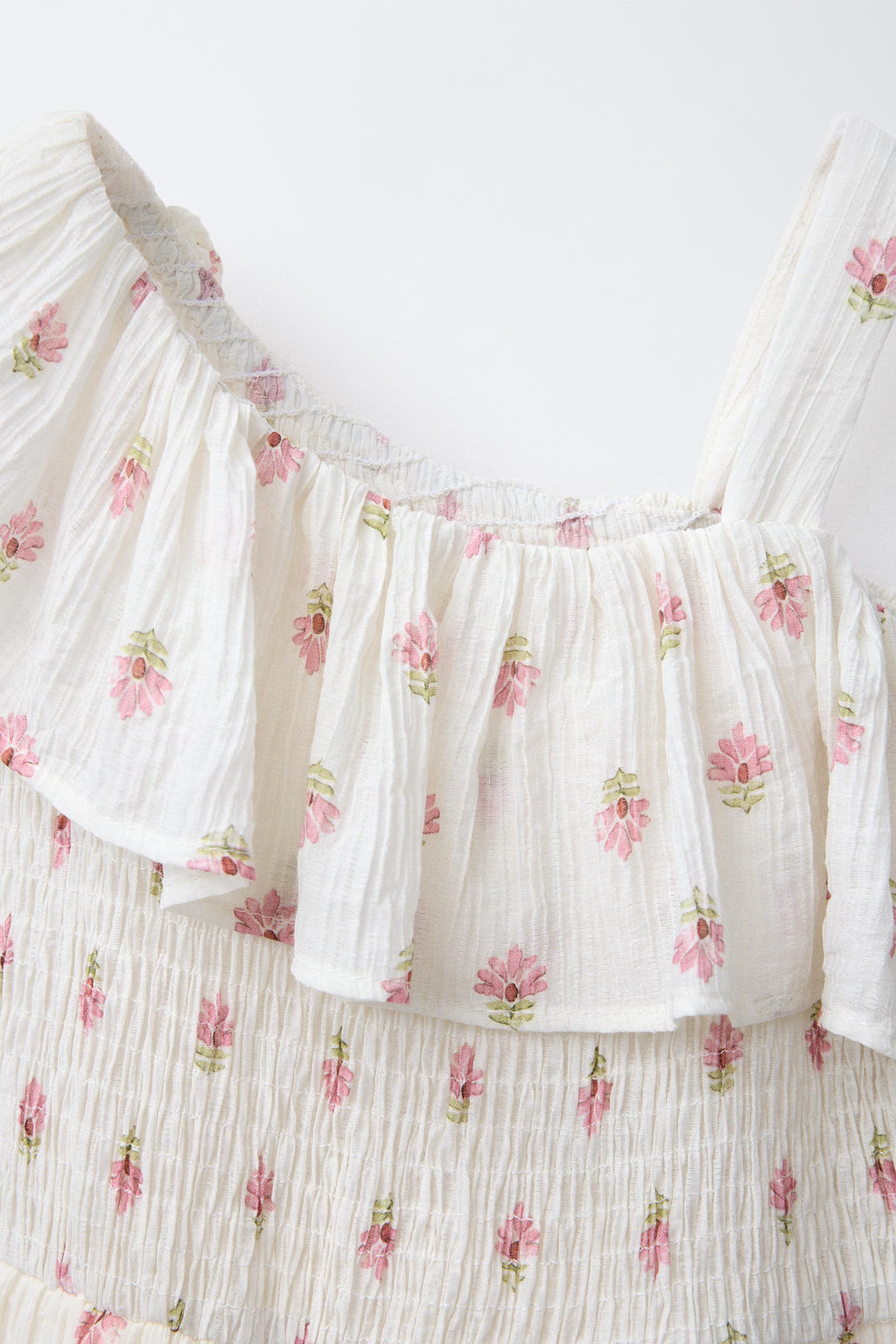 FLORAL TEXTURED DRESS WITH RUFFLES - Zara фото 3