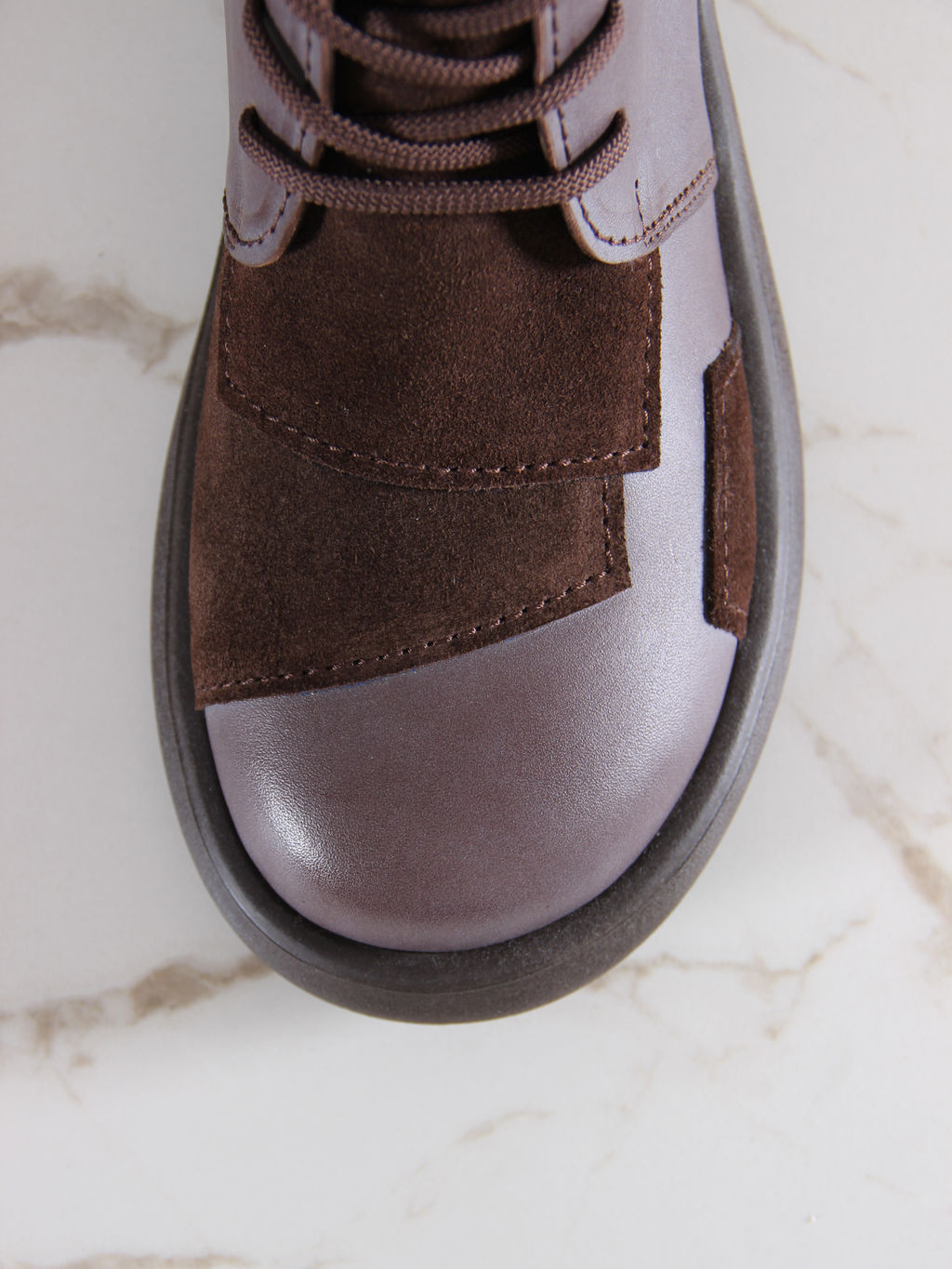 Ботинки 305.927br.Вакса коричневая+корич замша/байка