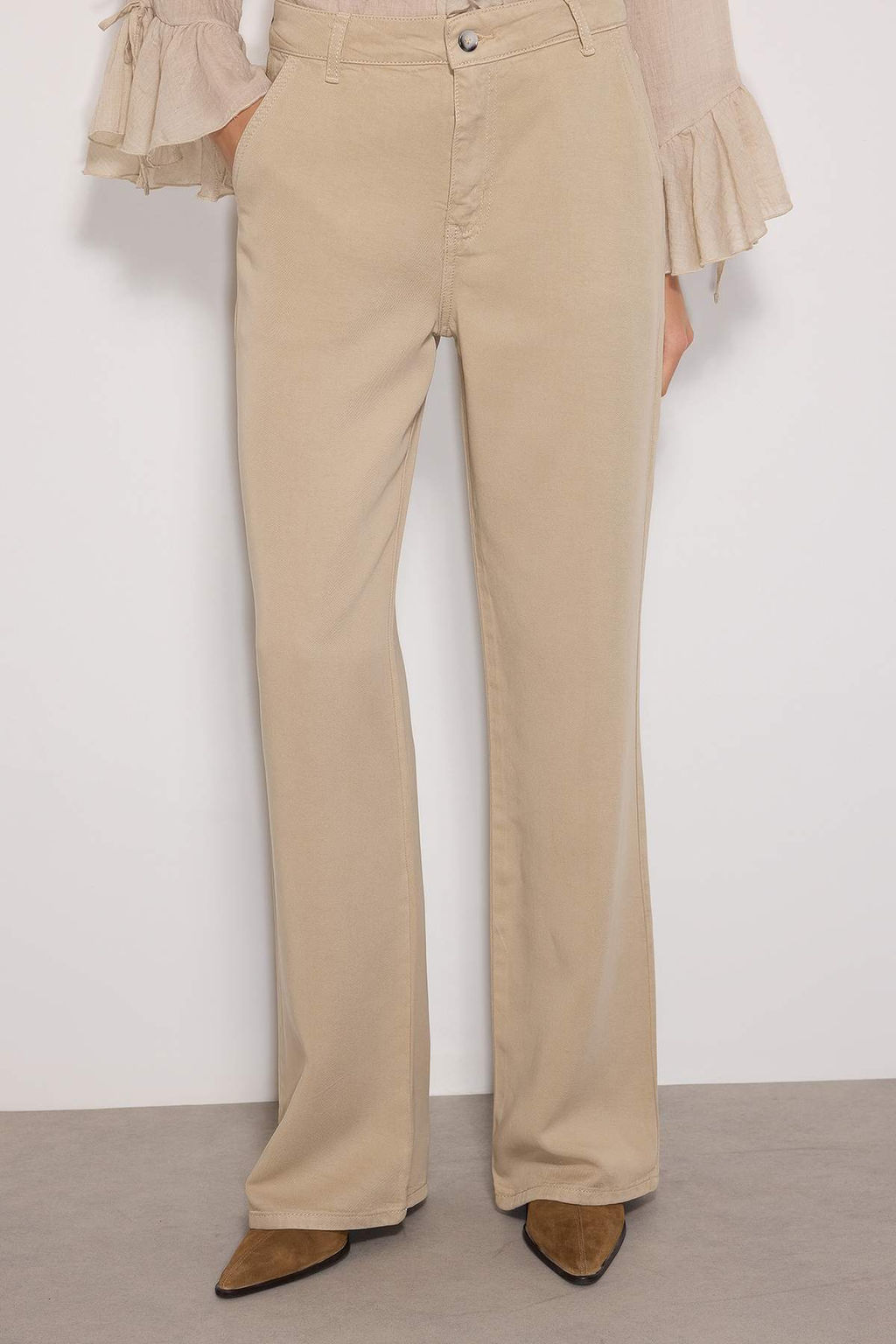 More Sustainable Bej %100 Tencel D___k Bel Wide Leg Jeans TWOSS23JE00219 - Trendyolmilla фото 10