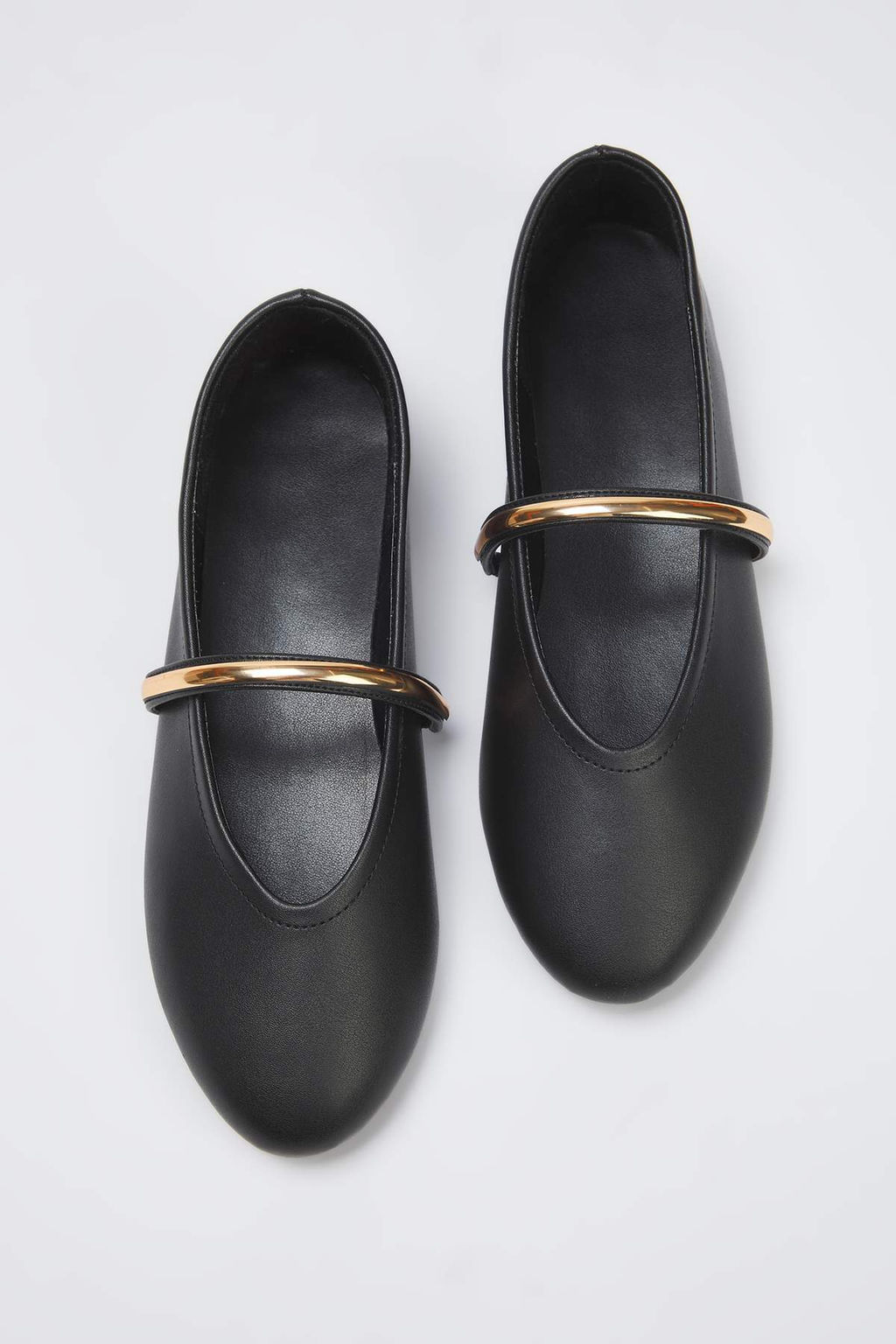 Siyah Gold Metal Bantl? Mary Jane Badem Burun Babet TAKAW26BE00005 - Trendyolmilla фото 2