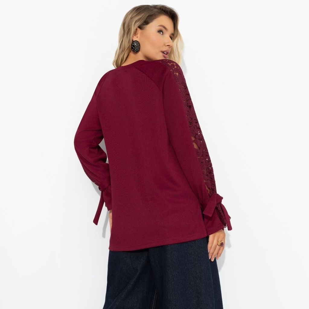 Свитшот комбинированный с кружевом, Приз зрительских симпатий (бордовый) - Charutti фото 5