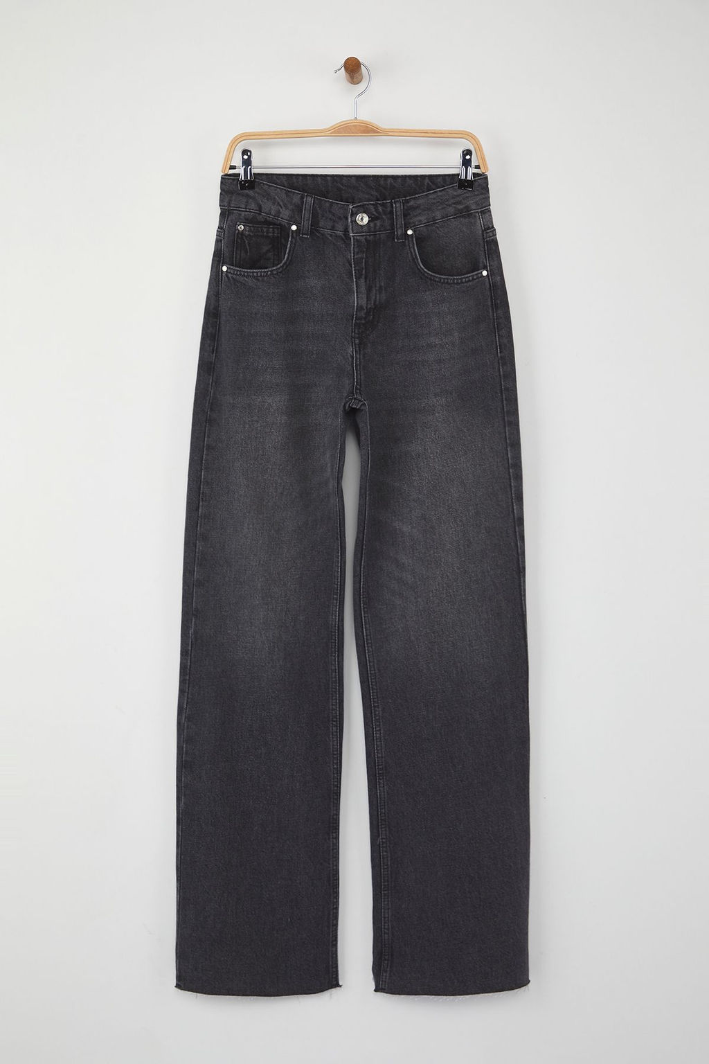 Teen Antrasit Normal Bel Genis Paca Wide Leg Jeans TWOAW26JE00078 - Trendyolmilla фото 5
