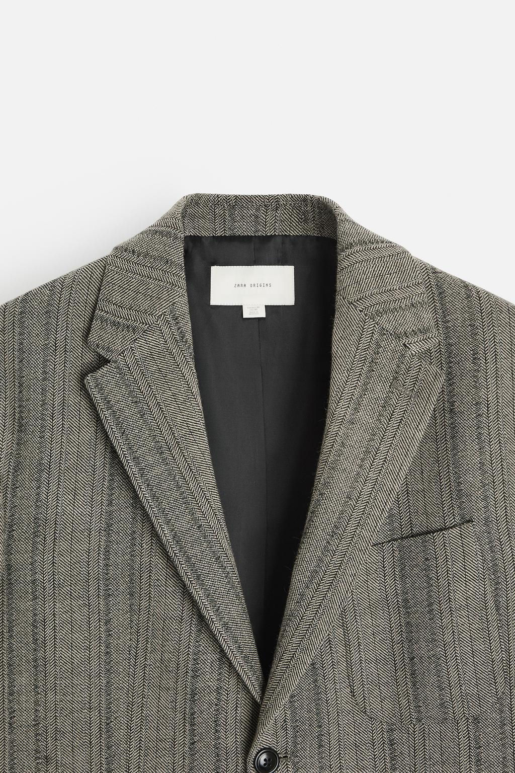 HERRINGBONE COTTON - WOOL BLAZER - Zara фото 9