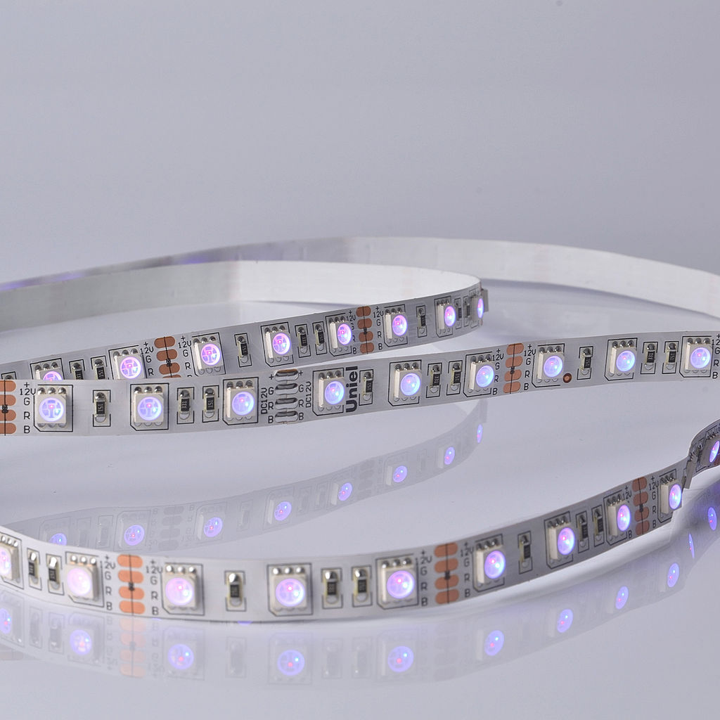 ULS-M25-5050-60LED/m-10mm-IP20-DC12V-14,4W/m-5M-RGB PROFI Гибкая светодиодная лента на самоклеящейся основе. Катушка 5м. в герметичной упаковке. RGB. ТМ Uniel.
