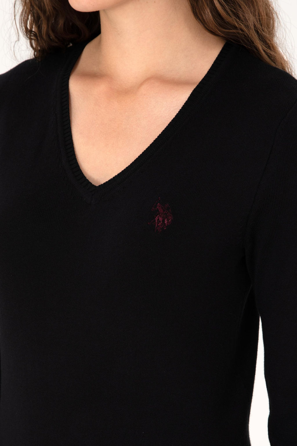 Kad_n Siyah V Yaka Basic Kazak Sepette S_rpriz _ndirim - U.s. polo assn фото 7