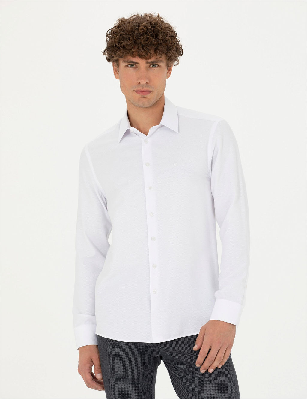 Beyaz Slim Fit Uzun Kollu G_mlek - Pierre cardin фото 3