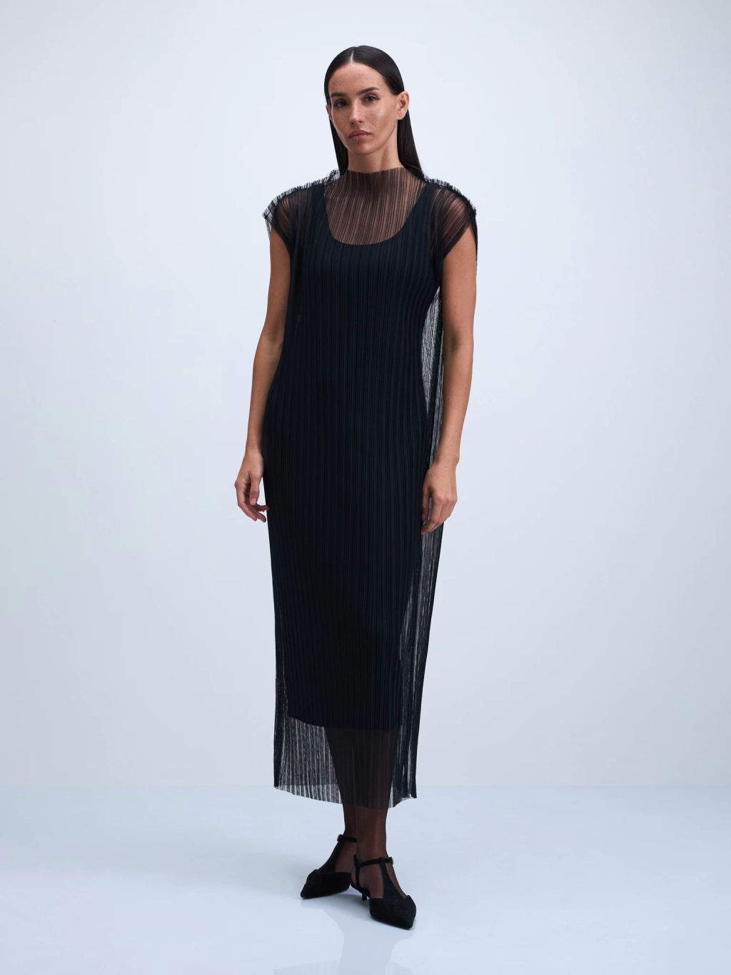 Платье миди с декоративной сеткой / Zarina  фото 3