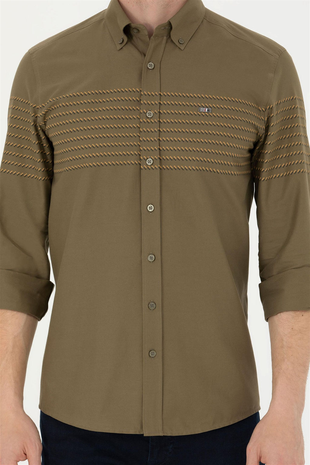 Мужская рубашка цвета хаки с длинным рукавом - U.s. polo assn фото 13