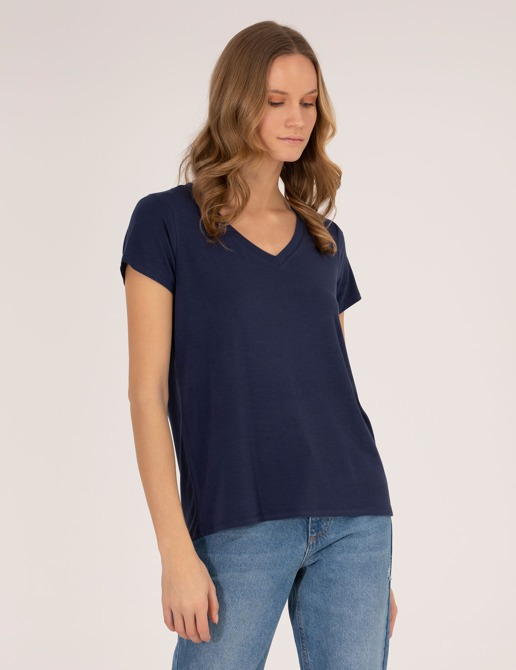 Lacivert Comfort Fit Basic Ti__rt