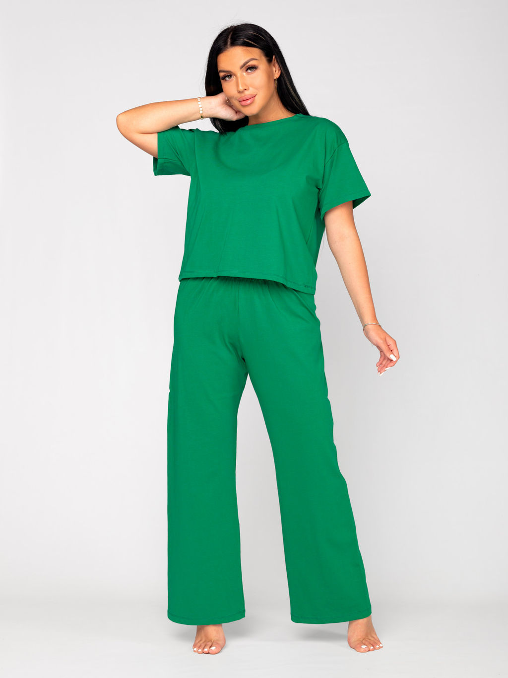 Костюм женский кулирка с брюками НИКОЛЬ ИЗУМРУД - Домтрик фото 3