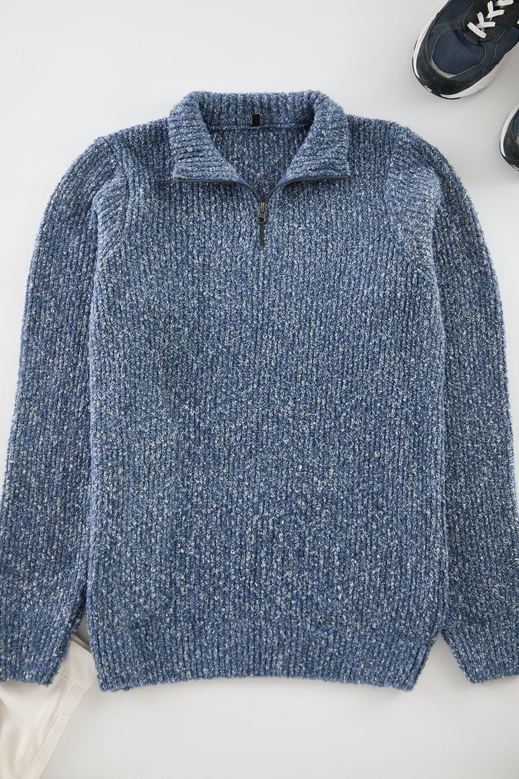 Trendyolmilla Man Antrasit Casual Unisex Regular Fit Yar?m Bal?kc? Yaka K?rc?ll? Triko Kazak TMNAW25KZ00019  фото 4