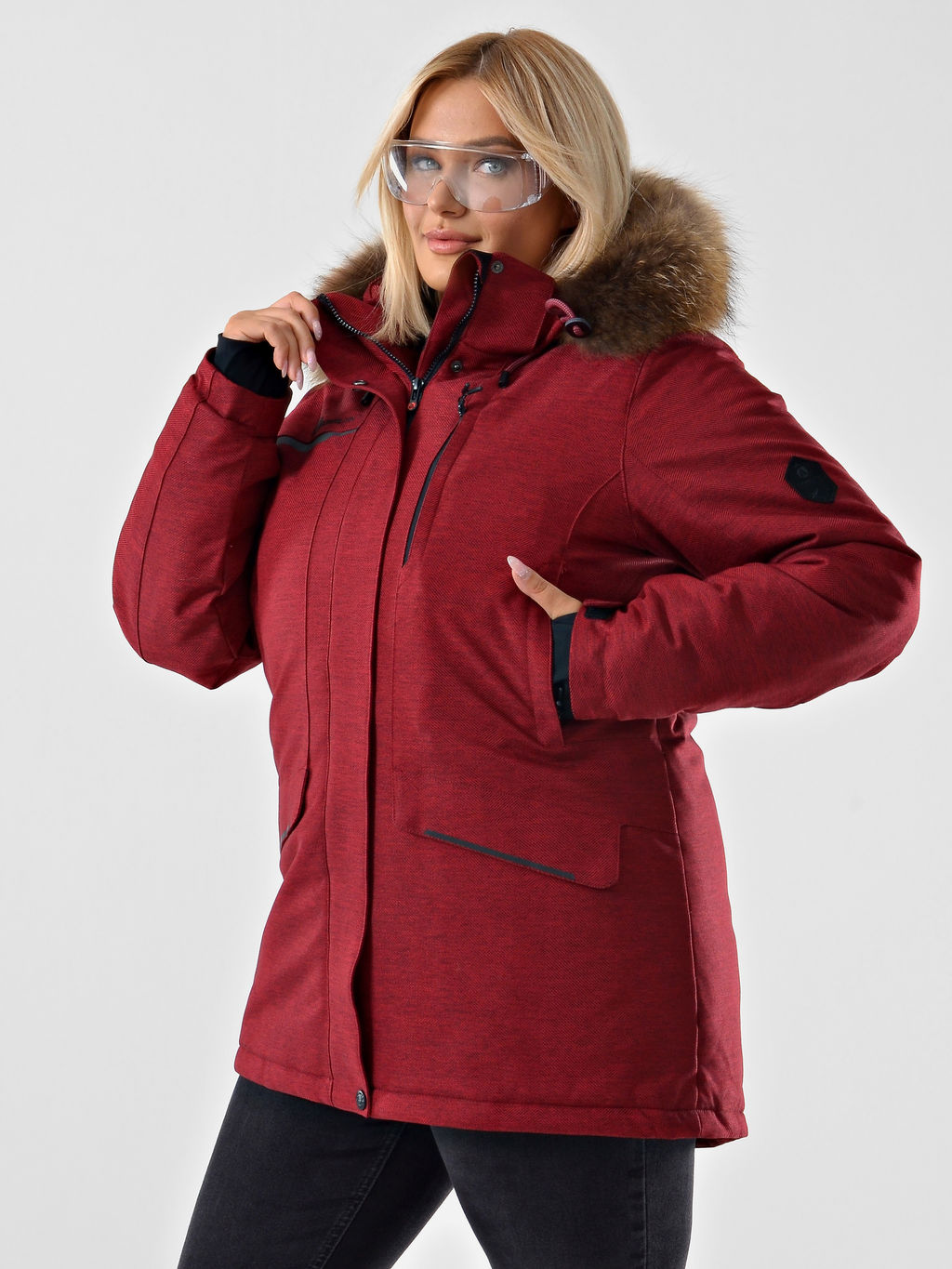 Женская городская парка / куртка Azimuth В 221/21864-1_77 Бордовый (БР)  фото 9