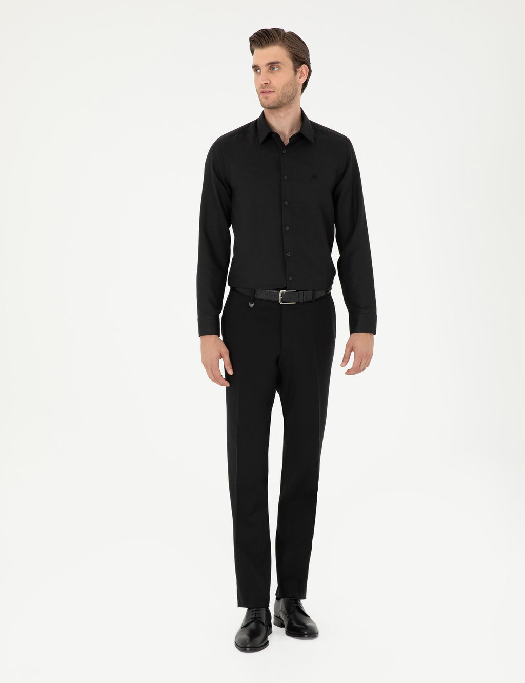 Рубашка Pierre Cardin Slim Fit черная с длинным рукавом