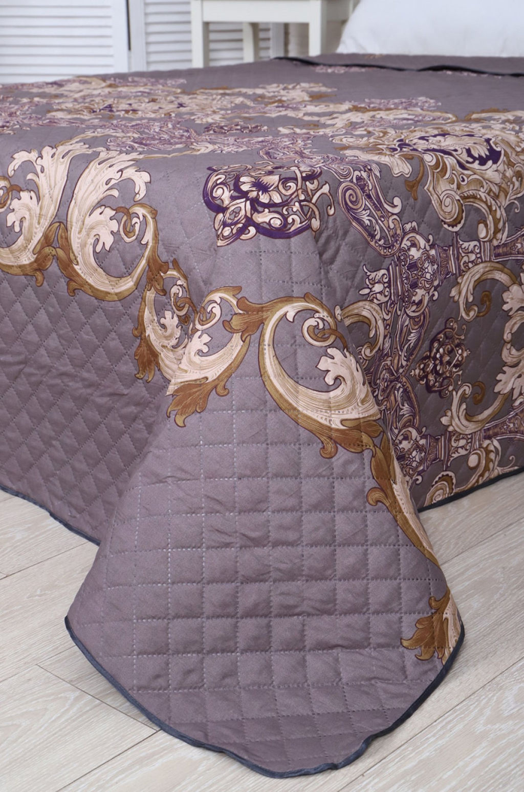 Покрывало-плед двухстороннее стеганое из полиэфирной ткани Полисатин Премиум 240Х212 N-Collection  фото 2