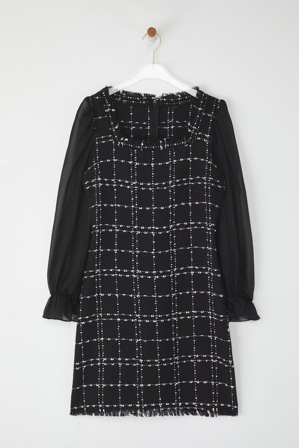 TRENDYOLMILLA Siyah Tuvit A Kesim Mini Sifon Kol Detayl? Dokuma Elbise TWOAW21EL0532  фото 15