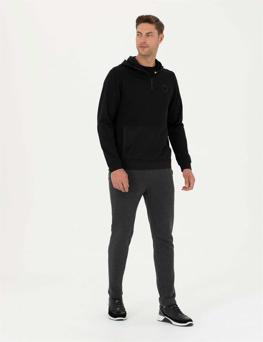 Siyah Regular Fit Kap__onlu Sweatshirt - Pierre cardin фото 5