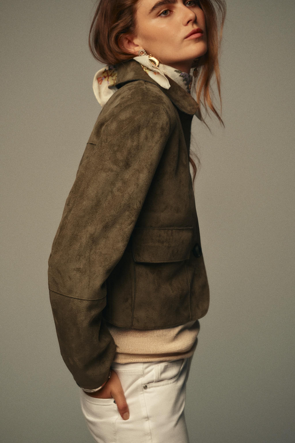 FAUX SUEDE CROPPED JACKET - Zara фото 4