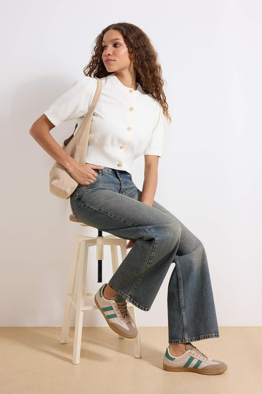 Bej Charm Detayl? Kad?n Sneaker TAKSS26SN00002 - Trendyolmilla фото 3