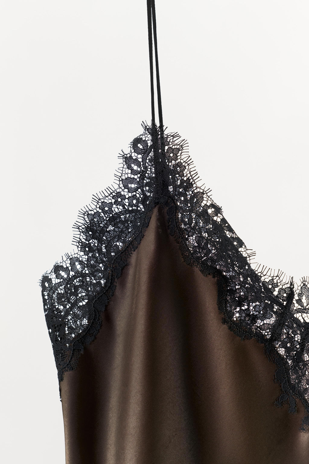 SATIN TOP WITH CONTRAST LACE