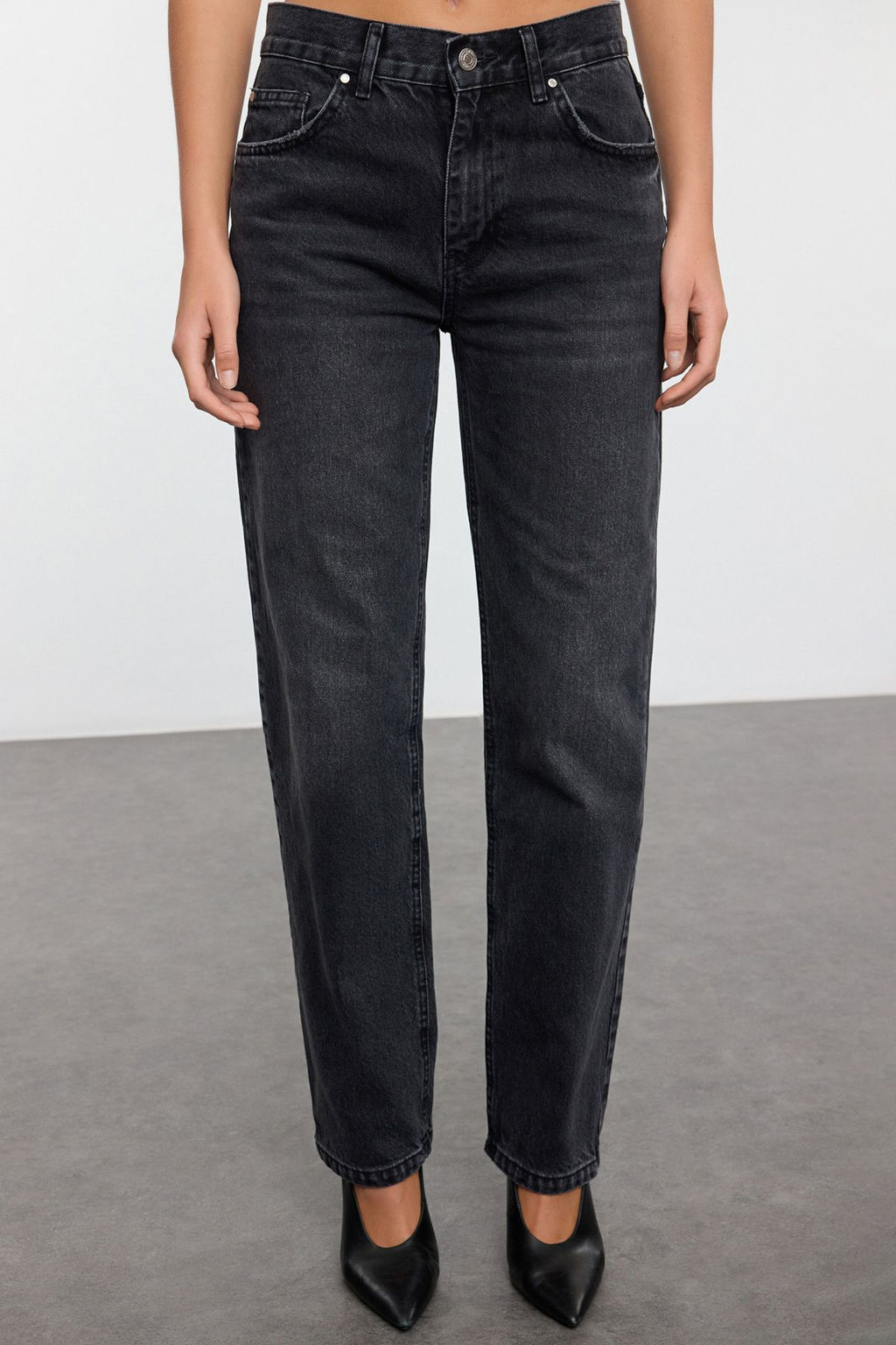 Siyah Normal Bel Straight Jeans TWOAW25JE00088 - Trendyolmilla фото 3