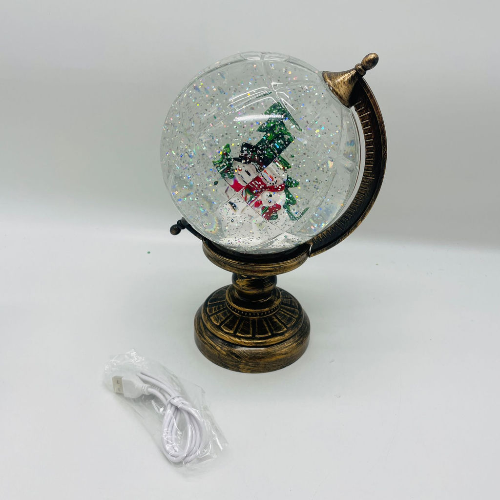 Новогодний декор Ночник стекло - Глобус со Снеговиками 25 см (арт. 8913B) - Ип лебедев о.ю фото 5