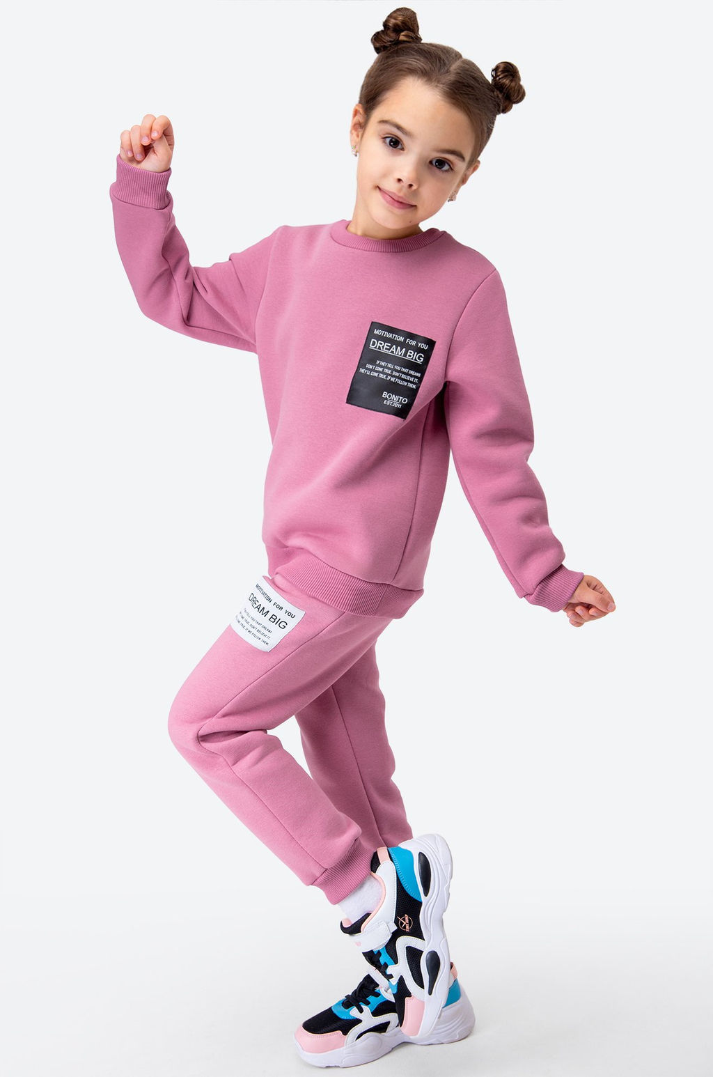 Теплый костюм для девочки из футера с начесом Bonito  фото 37