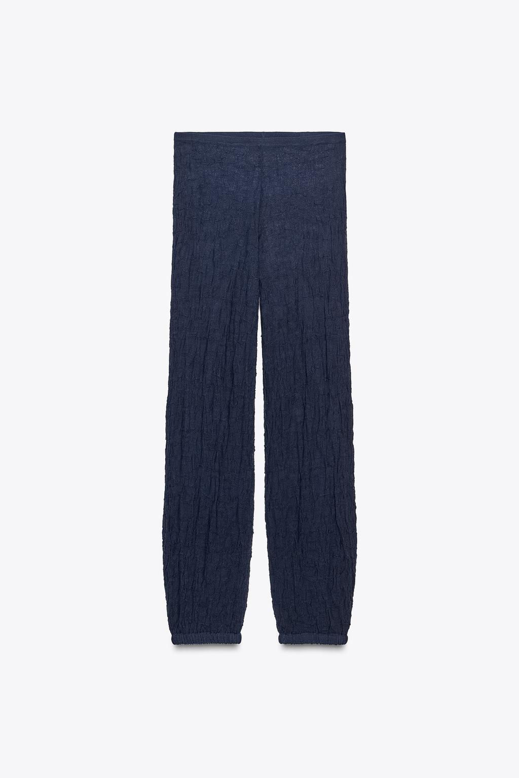 FINE KNIT WRINKLED-EFFECT TROUSERS - Zara фото 7