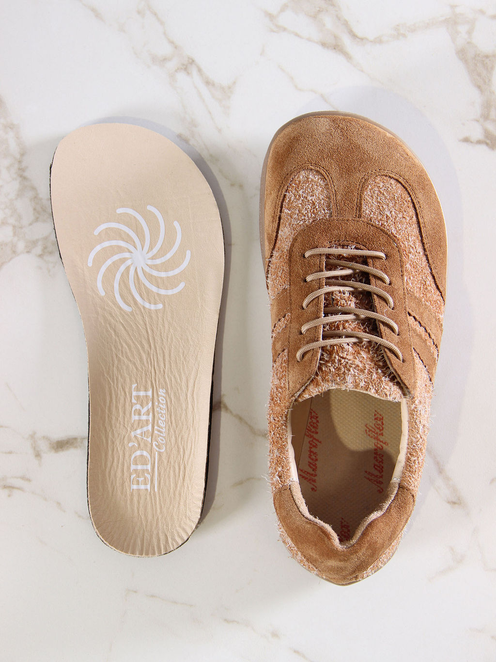 Кеды босоногие женские демисезонные 184.natabr.Джангл кемл+светло коричневая замша - Edart фото 2