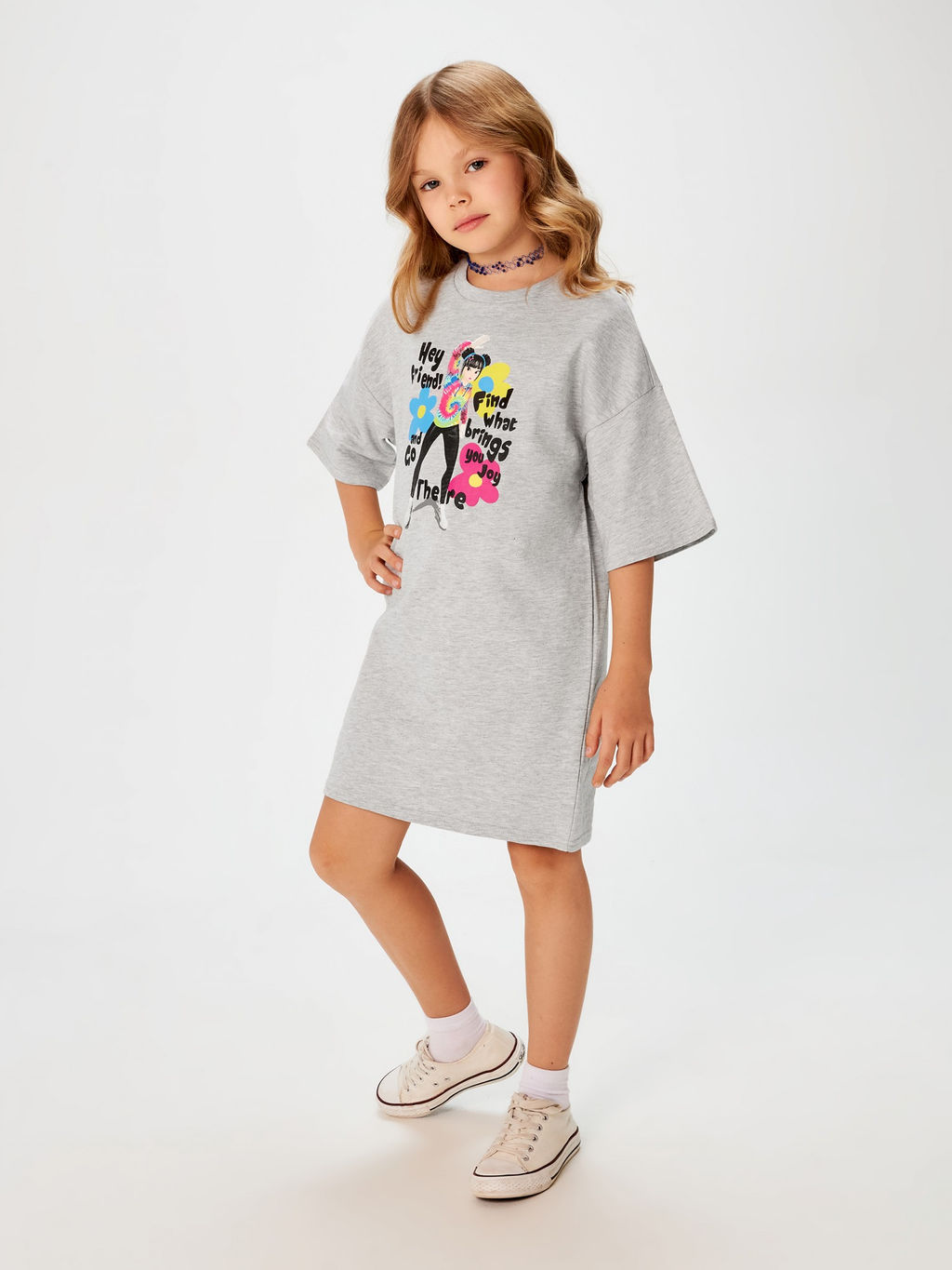 ACOOLA / Платье детское для девочек Bird серый меланж фото 3