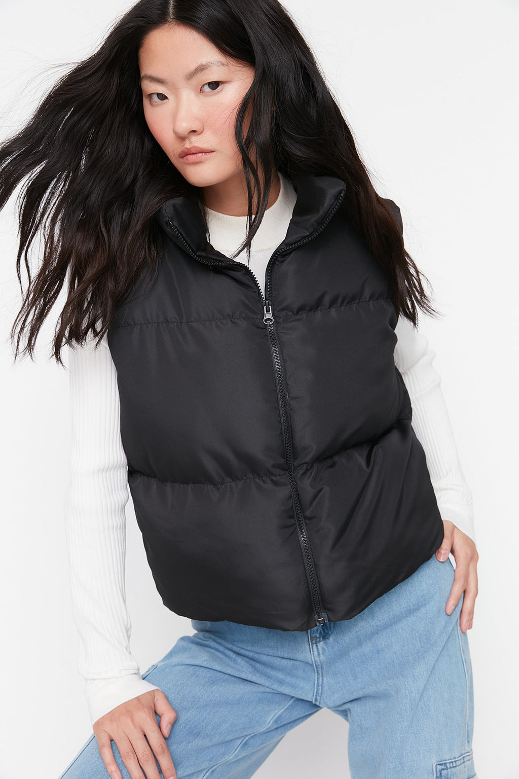 Siyah Regular Kal?p Su itici Sisme Yelek TWOAW23YE00059