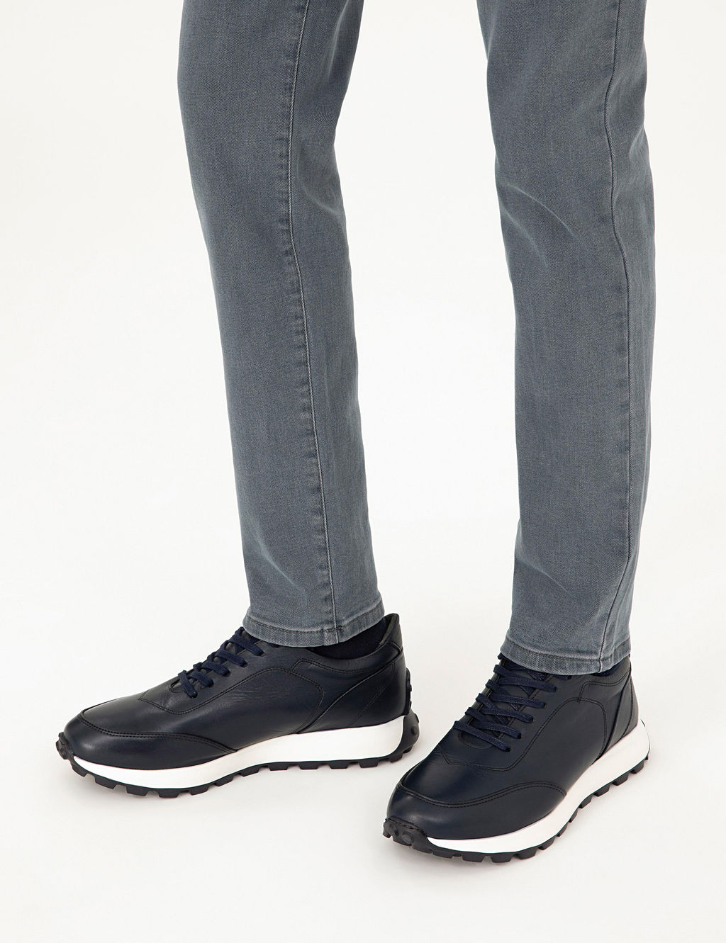 Lacivert %100 Deri Casual Ayakkab_