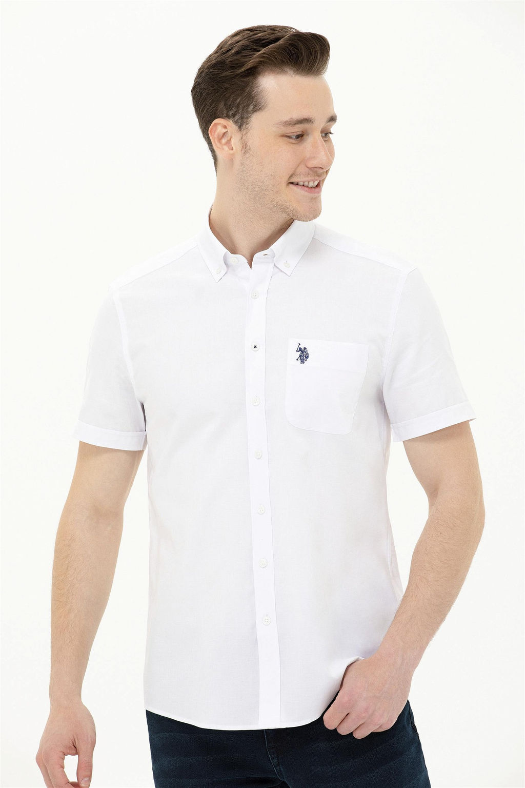Мужская белая рубашка с коротким рукавом - U.s. polo assn фото 11