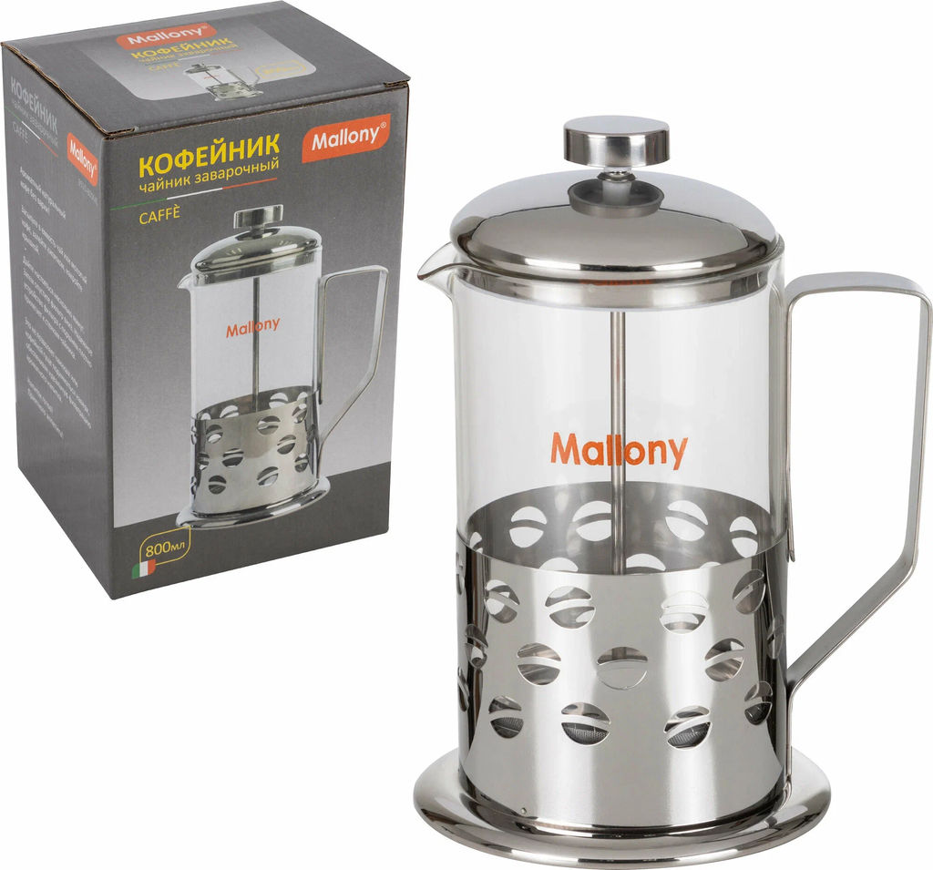 Чайник/кофейник (кофе-пресс) Кофе (Caffe) B535-800ML (сталь) 950082 /Mallony/