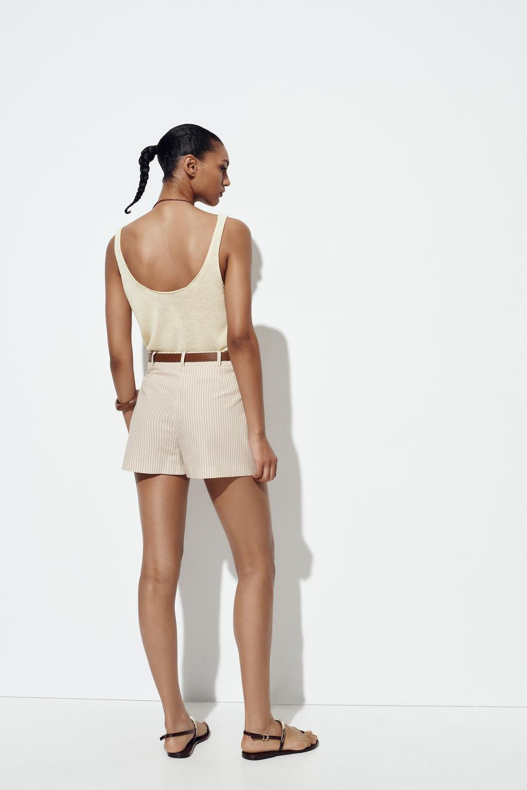 STRIPED CULOTTES WITH BELT - Zara фото 5