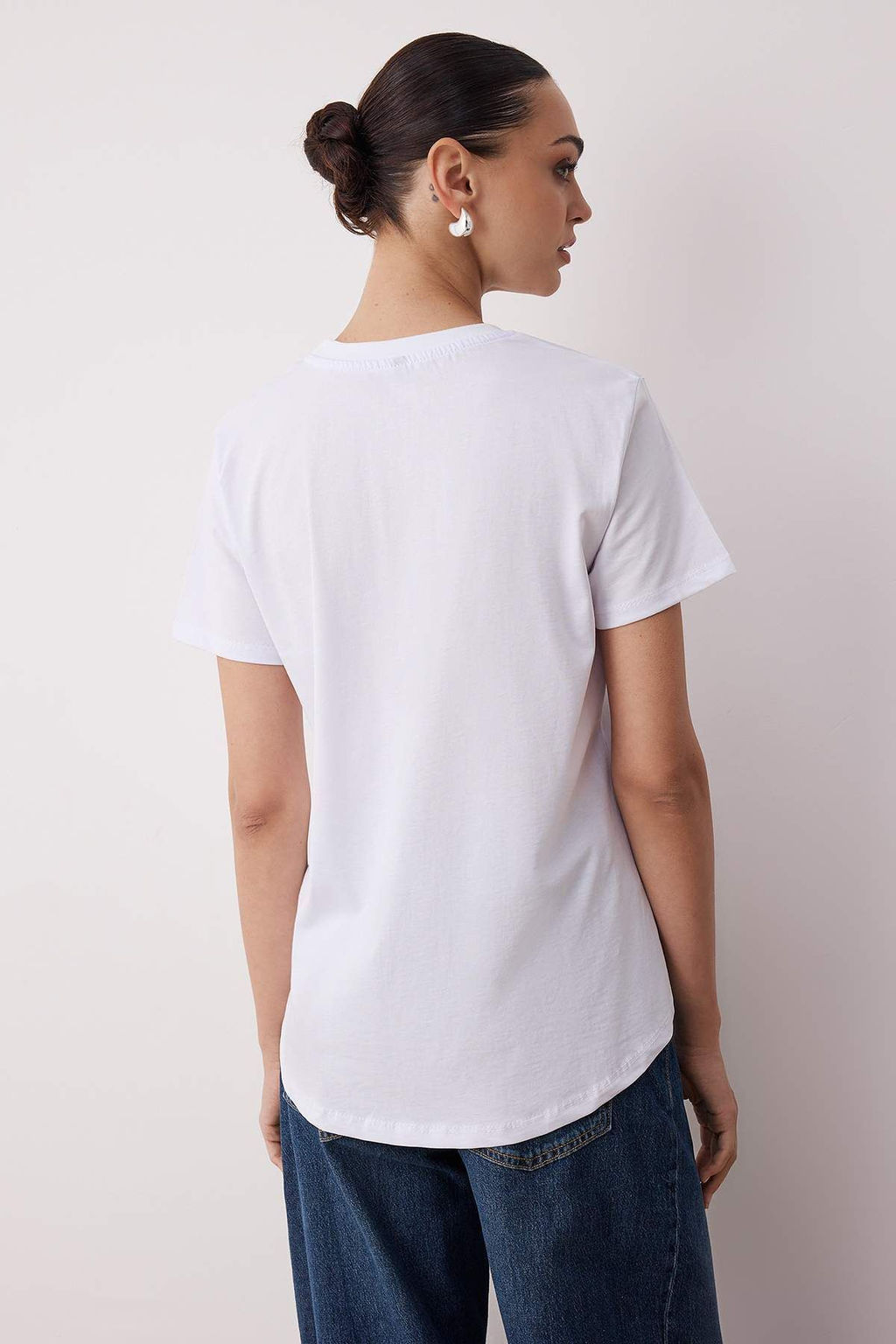 Siyah-Beyaz %100 Pamuk Arkas? Uzun Orme T-Shirt TWOAW26TS00008 - Trendyolmilla фото 12