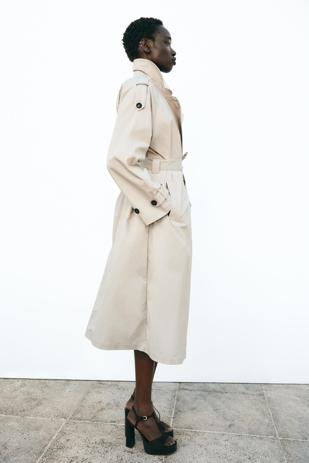 LONG DOUBLE-BREASTED TRENCH COAT WITH BELT - Zara фото 4