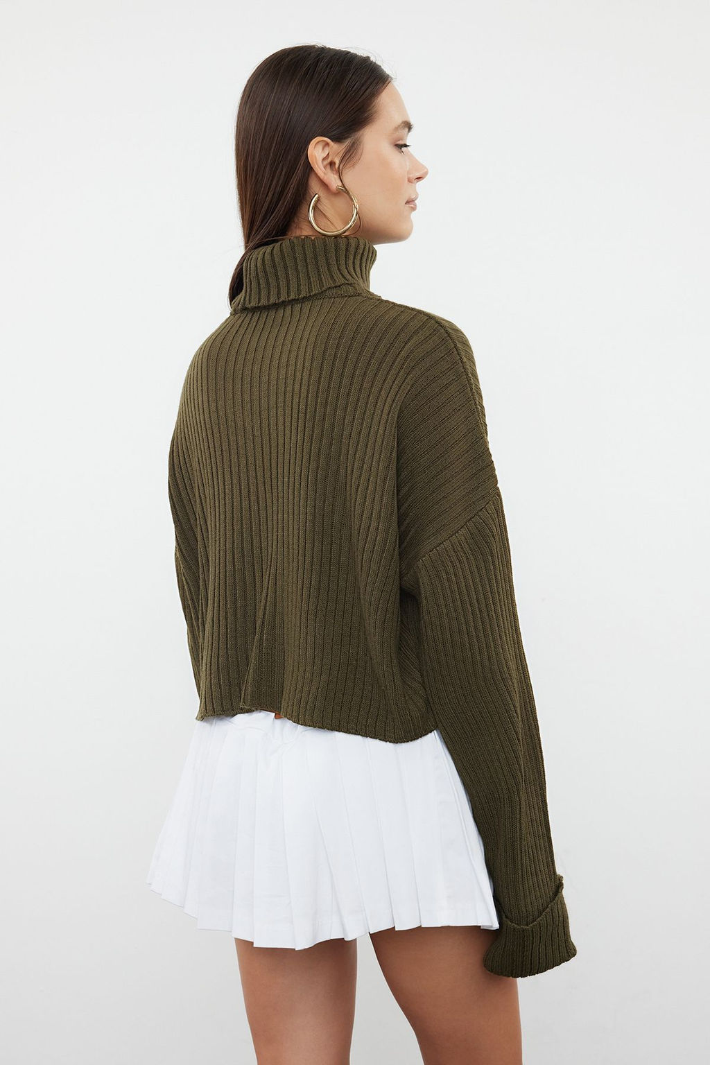 Haki Crop Basic Triko Kazak TWOAW22KZ0223 - Trendyolmilla фото 5