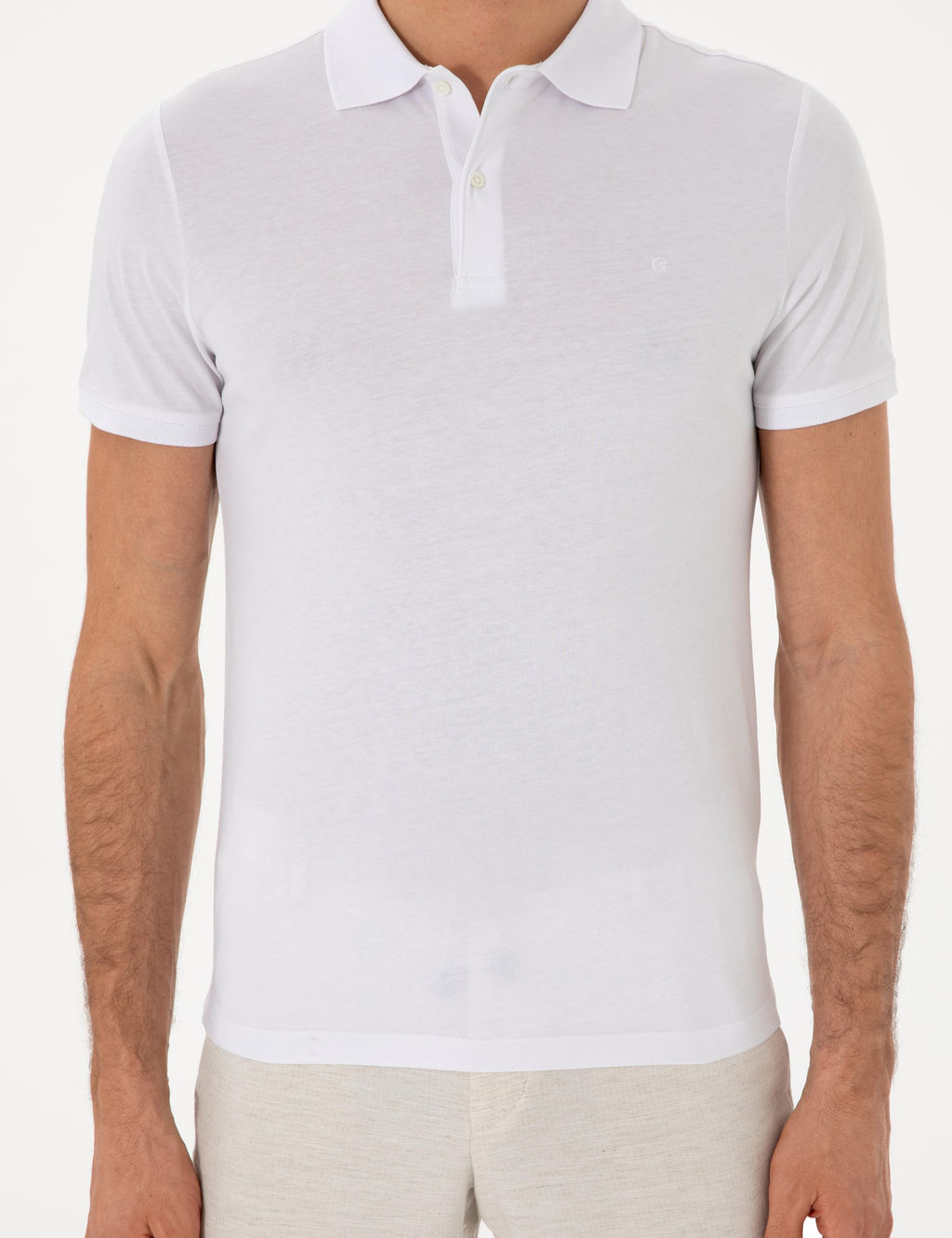 Beyaz Slim Fit Pamuk Polo Yaka T-shirt - Cacharel фото 6