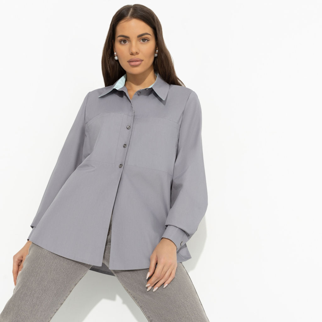 Рубашка свободная с контрастными вставками Говорите обо мне (мятный) - Charutti фото 7