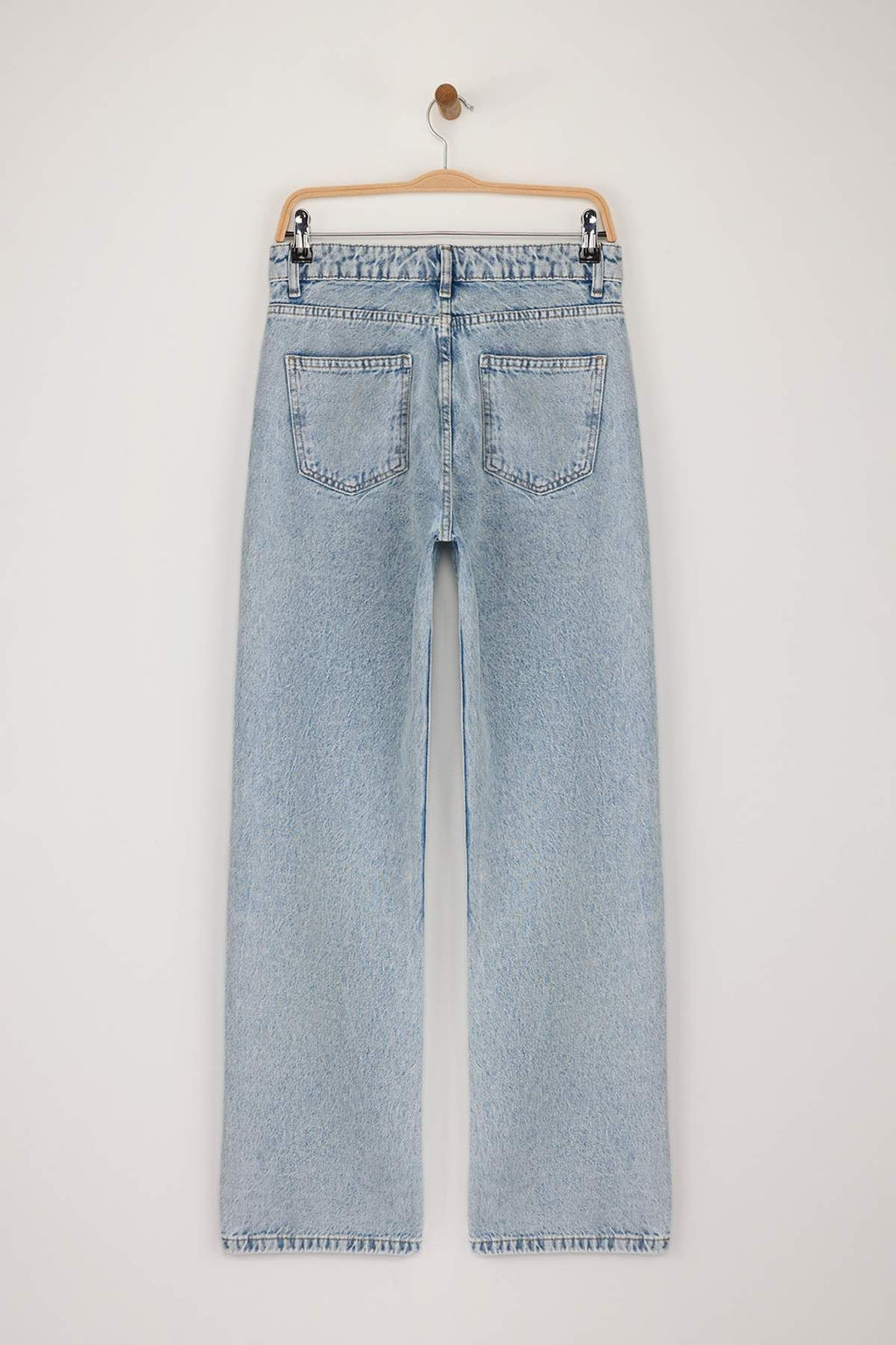 Teen Mavi Renk Bloklu Yuksek Bel Genis Paca Wide Leg Jeans TWOAW26JE00013 - Trendyolmilla фото 7