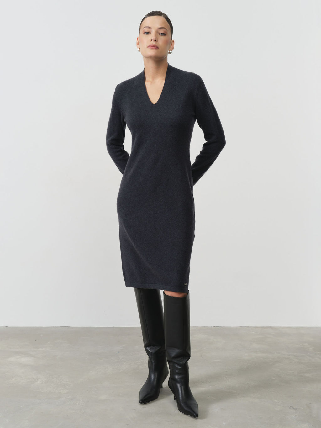 Платье из кашемира 13123 чернильное