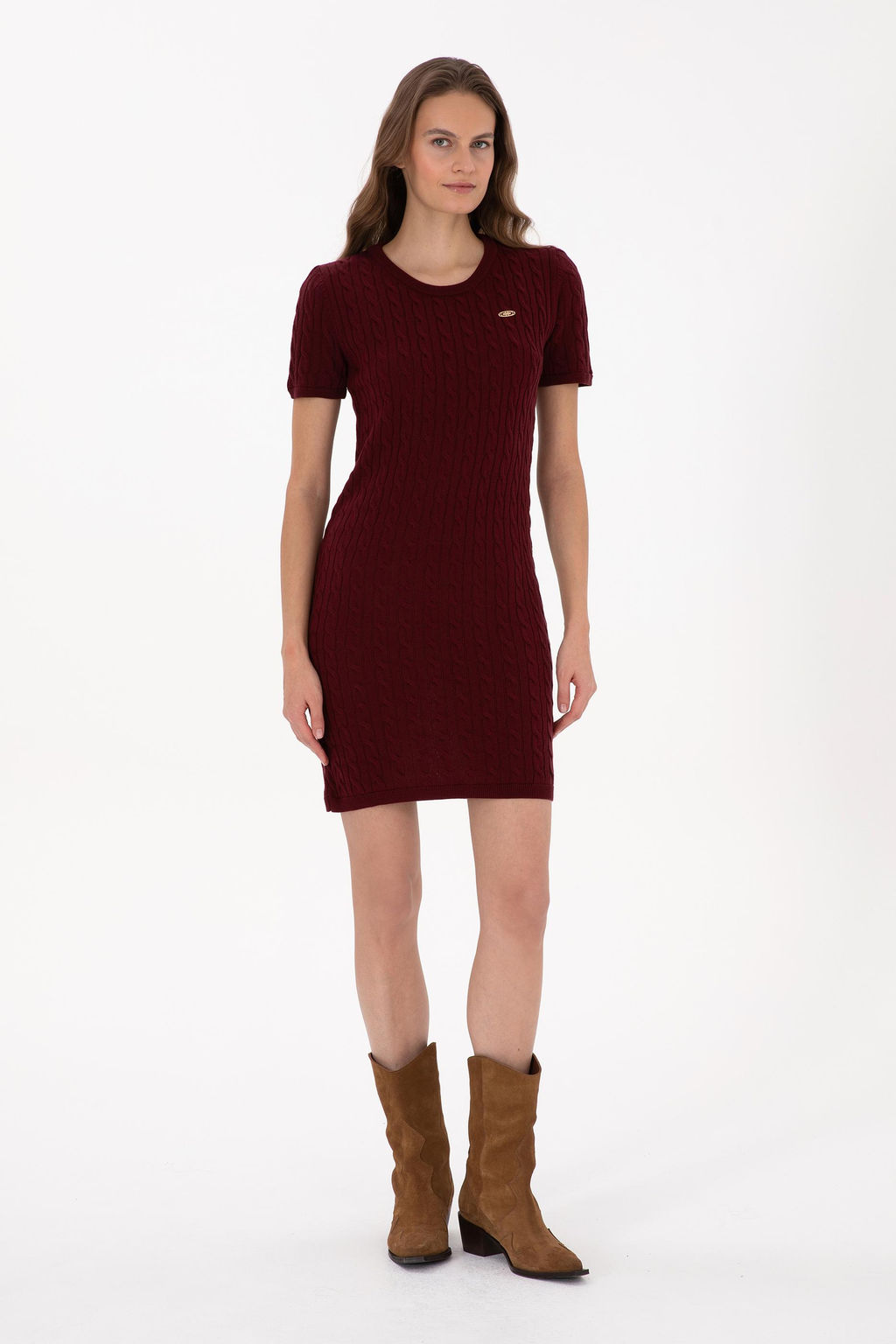 Kad_n Bordo Triko Elbise - U.s. polo assn фото 7