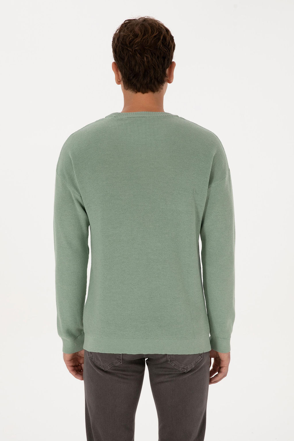 Erkek Comfort Fit Bisiklet Yaka Ye_il Melanj Basic Kazak - U.s. polo assn фото 5