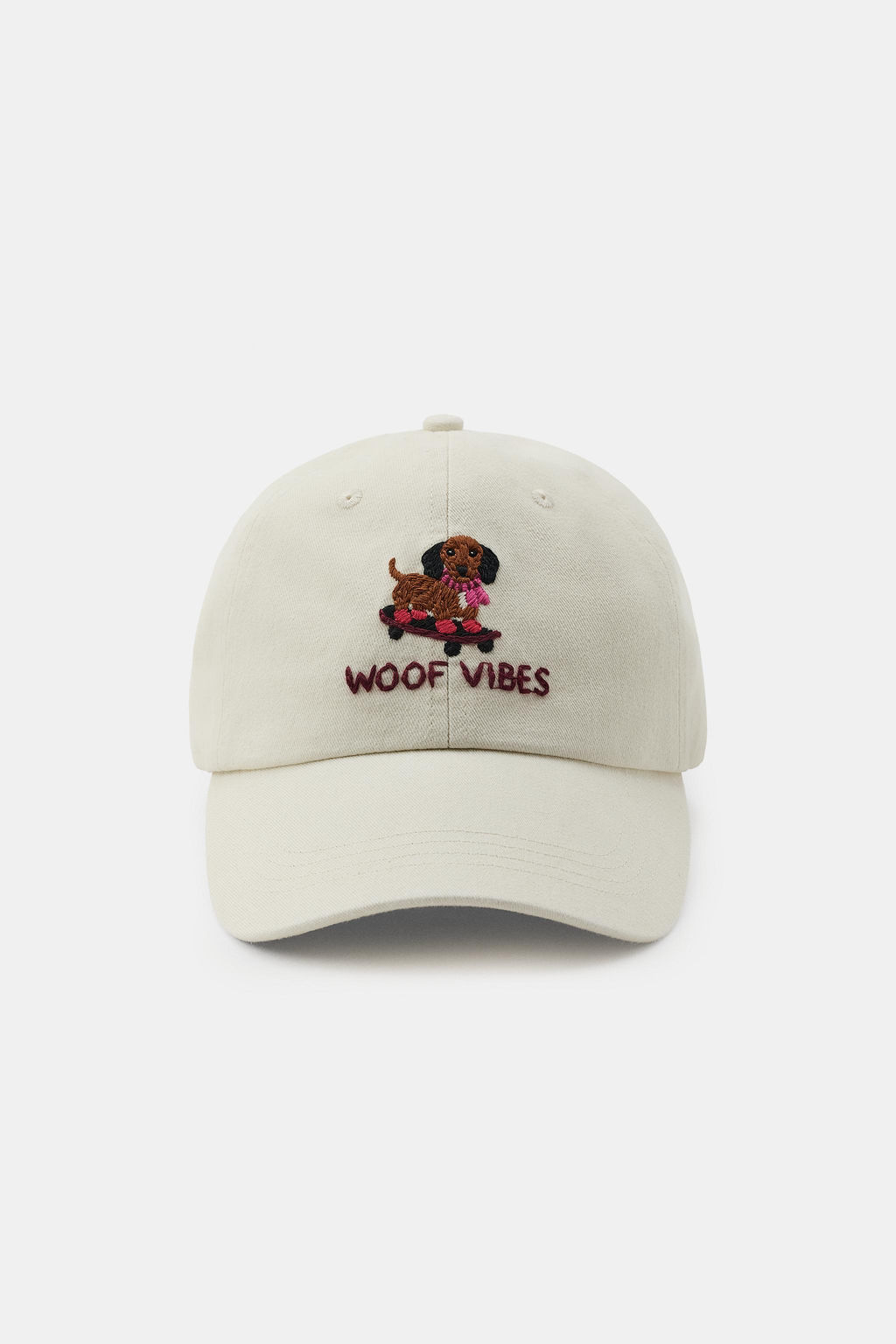 GORRA SARGA BORDADOS PERRO / Crudo
