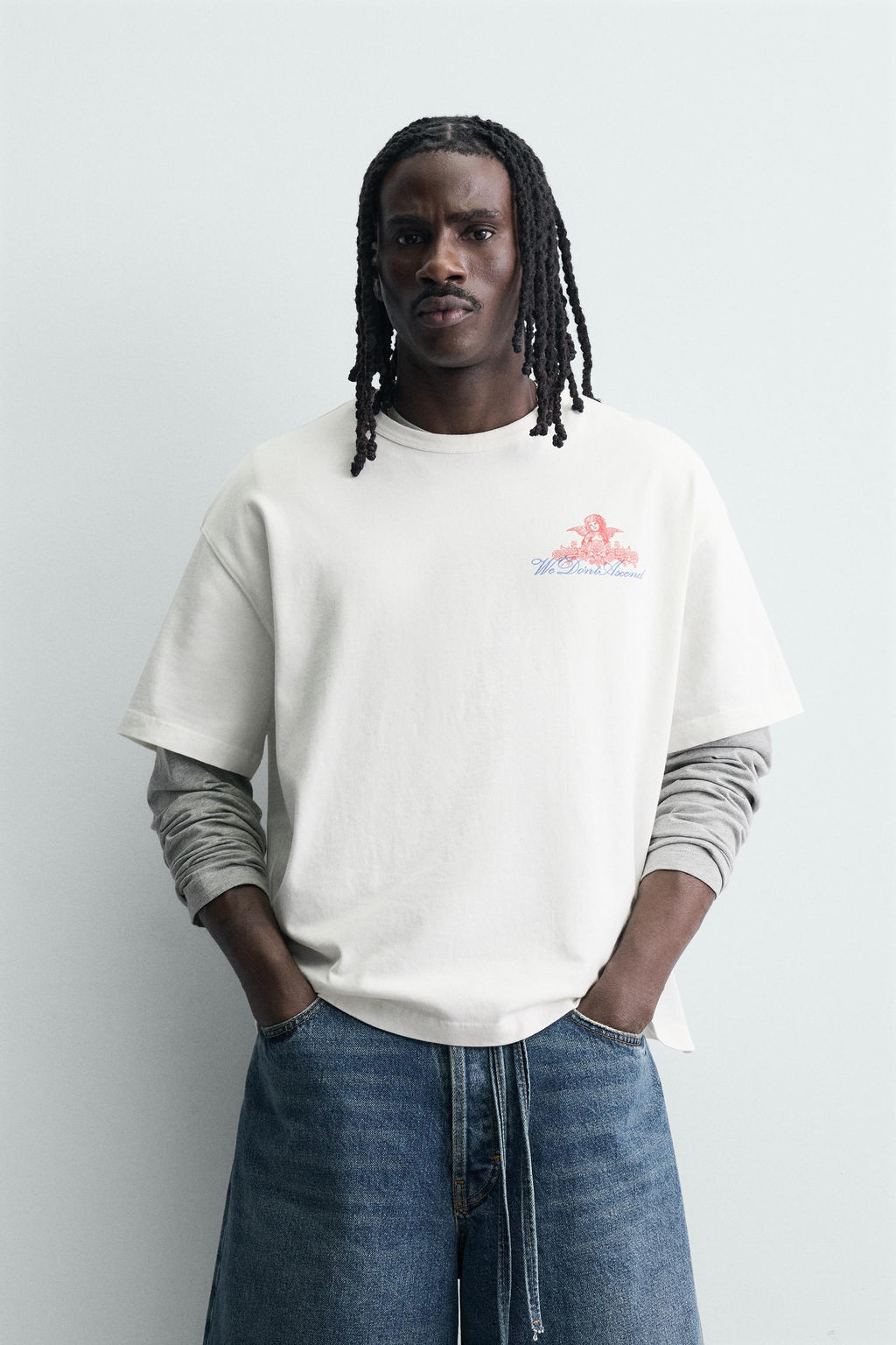 CAMISETA ESTAMPADOS BORDADOS COMBINADOS / Blanco roto - Zara фото 2