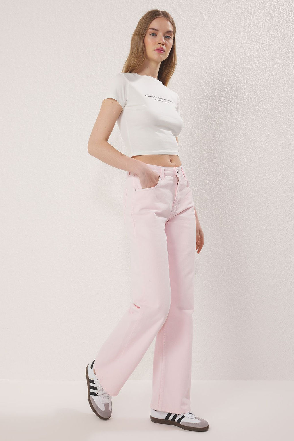 TRENDYOLMILLA Koyu Mavi Premium Yuksek Bel Wide Leg Jeans TWOSS25JE00089  фото 7