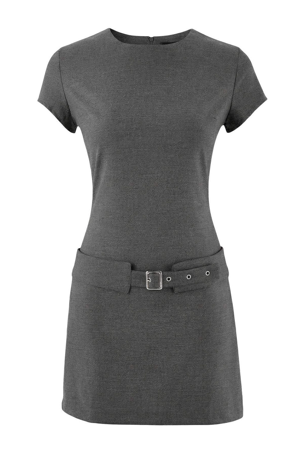 Limited Edition Antrasit Kemerli K?sa / Mini Dokuma Elbise TWOSS26EL00057